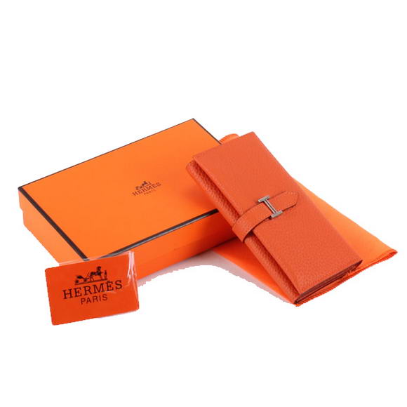 Cheap Fake Hermes Bearn Japonaise Tri-Fold Wallet A308 Orange